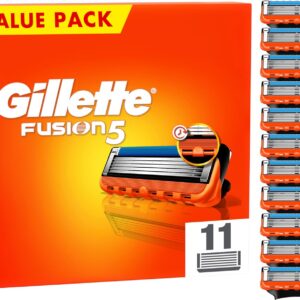 Gillette Fusion5 Razor Blades Men, Pack of 11 Razor Blade Refills with Precision Trimmer, 5 Anti-Friction Razor Blades