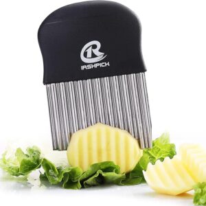 Crinkle Cutter, Stainless Steel Potato Chipper Chip Cutter, Potato Cutter French Fries Vegetable Cutter and Fruit Slicer, Potato Spiral Cutter by IrshPick