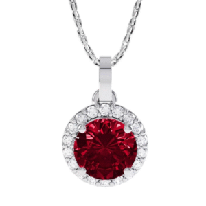 Radiant Ruby Halo Pendant